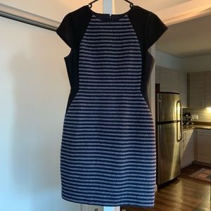 J. Crew navy striped cap sleeve dress